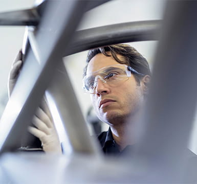 engineer working with product