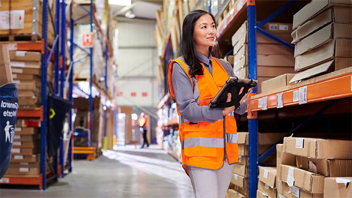 Person working in warehouse.