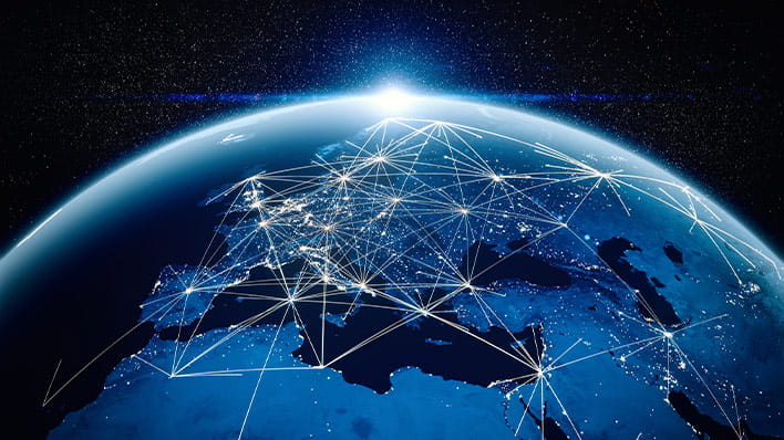 Europe from space of lines connecting the countries.